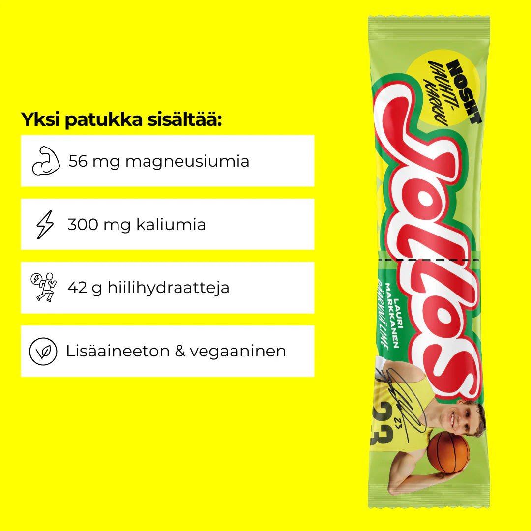 Nosht Jollos Vauhtikarkki - Lauri Markkanen Päärynä Lime - Energiapatukat - | Bikexpert